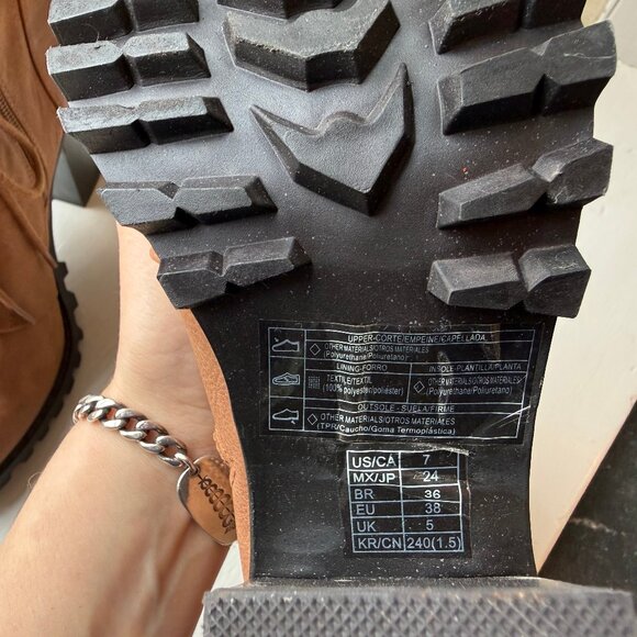 Forever 21 Brown Lace Up Heeled Combat Ankle Boots - Picture 4 of 4